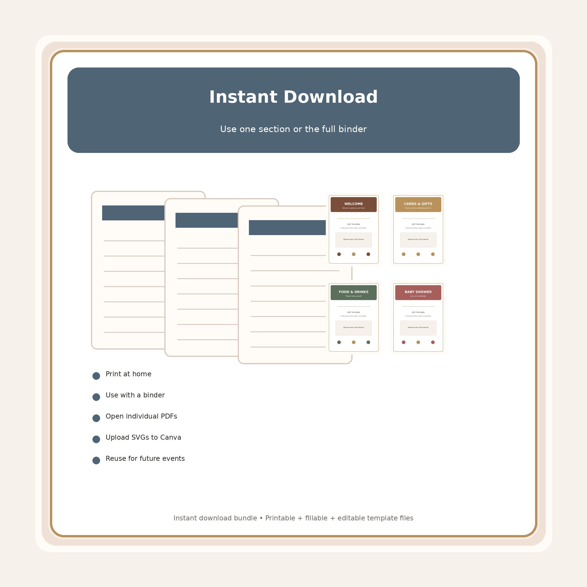 Instant download digital event planning binder bundle